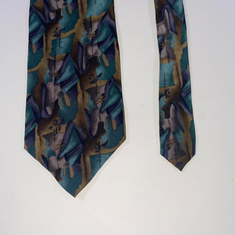 Cocktail Collection Wine Under Microscope Abstract Silk Necktie Teal Purple Mens